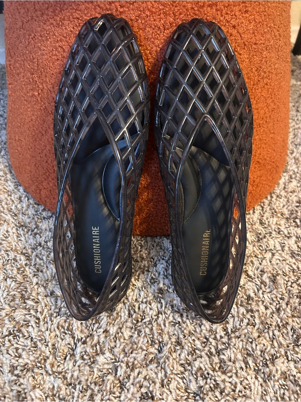 Cushionaire Black Jelly Woven Slip-On Flats